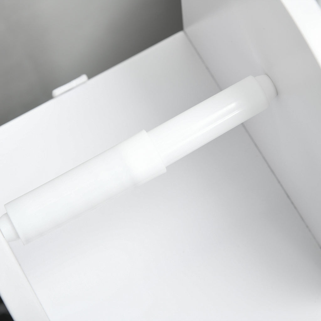 Meuble de salle de bain support papier toilette avec placard et étagères réglables 20 x 20 x 80 cm blanc-8