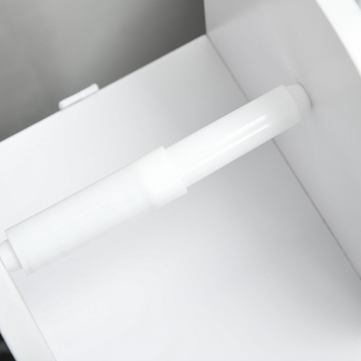 Meuble de salle de bain support papier toilette avec placard et étagères réglables 20 x 20 x 80 cm blanc-8