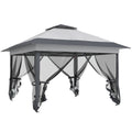 Tonnelle barnum de jardin pop-up pliant acier polyester moustiquaires + sac de transport à roulettes gris-0