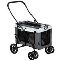 Poussette pliable animaux chien chat nacelle amovible bandoulières 4 roues 81 x 58 x 97,5 cm gris-0