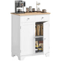Meuble de rangement buffet salon avec placards à portes, 2 tiroirs et étagère réglable, armoire de rangement pour salon, cuisine, chambre, blanc et bois naturel-0