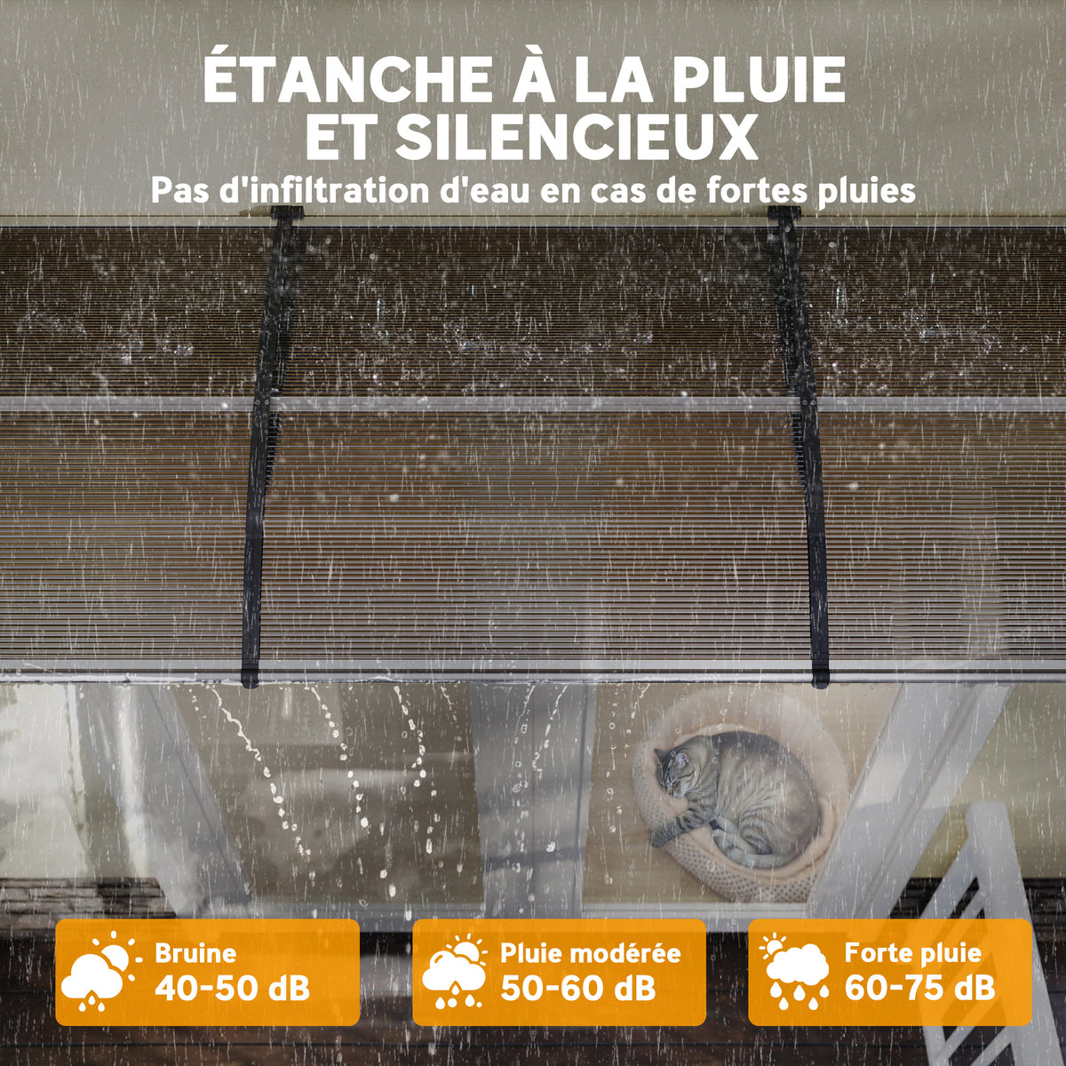 Auvent de porte toit marquise en polycarbonate auvent de porte d'entrée bord en aluminium contre la pluie et UV-4