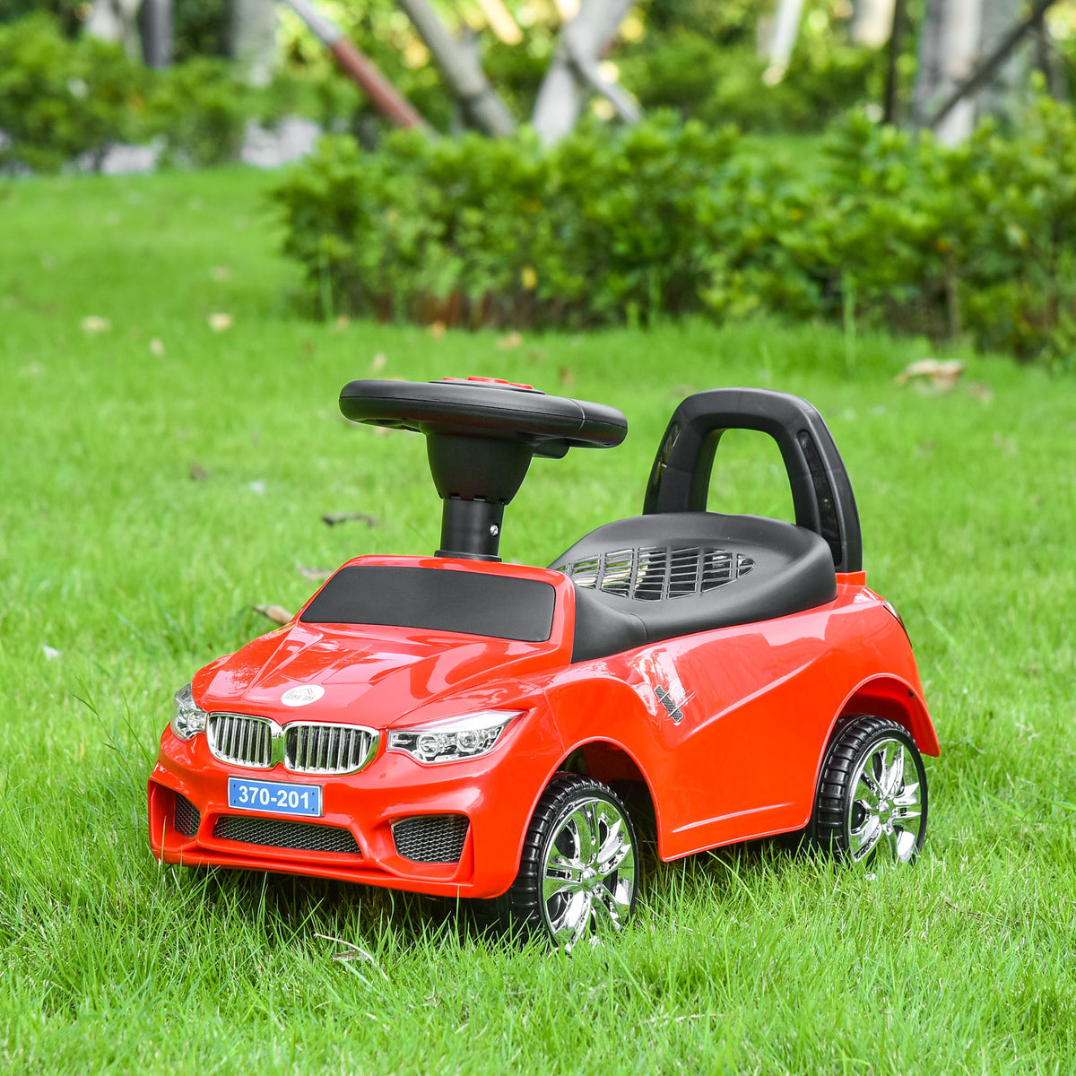 Porteur enfants voiture, véhicule à pousser avec coffre à jouets, klaxon, phares et musique, 63,5 x 28 x 36 cm, rouge-9