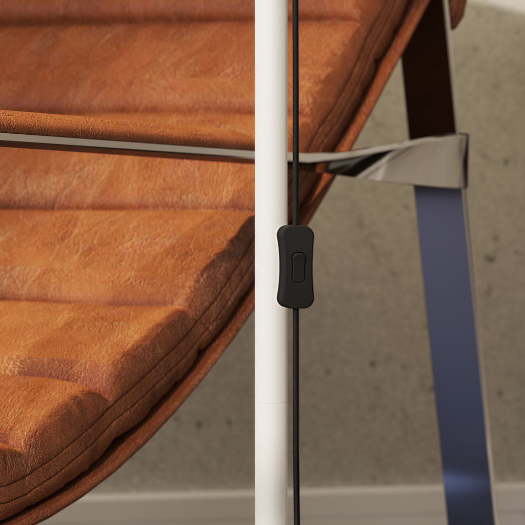 Lampadaire de salon réglable en hauteur 127-160 cm avec interrupteur, douille E27, blanc-8