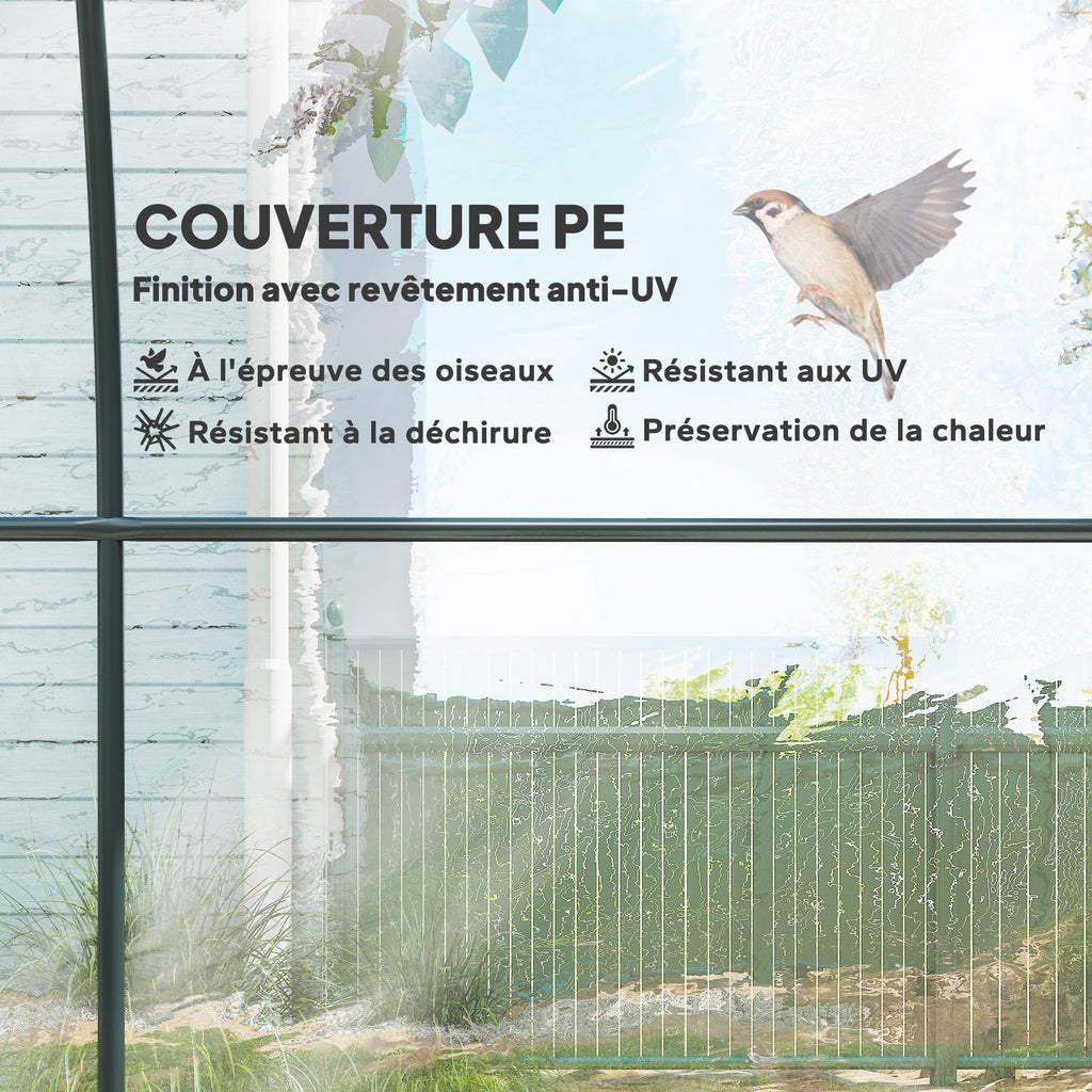 Serre de Jardin Tunnel 6 m² 3L x 2l x 2H m châssis Tubulaire renforcé Porte zippée 2 fenêtres enroulables - transparent-3