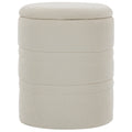 Pouf de Rangement en Chenille avec Couvercle, Tabouret Rond pour Salon et Chambre, Beige-0