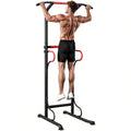 Station de musculation multifonctions barre de traction chaise romaine hauteur réglable acier noir rouge-0