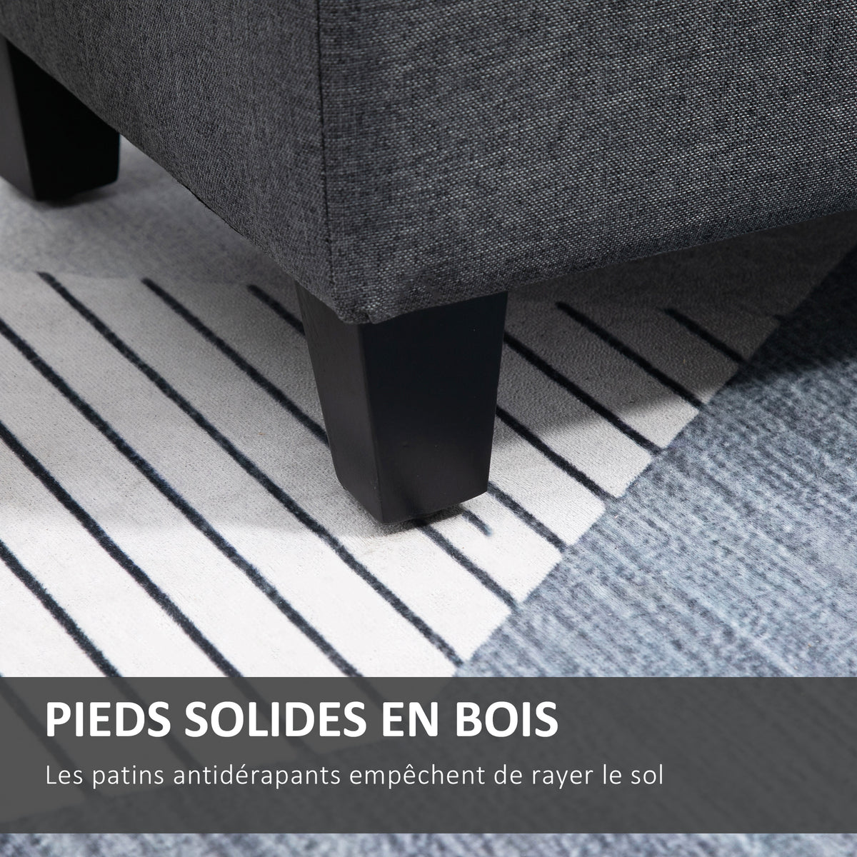 Banc de rangement pouf salon bout de lit coffre de rangement pour salon, chambre, entrée, 100 x 40 x 44 cm, gris foncé-4