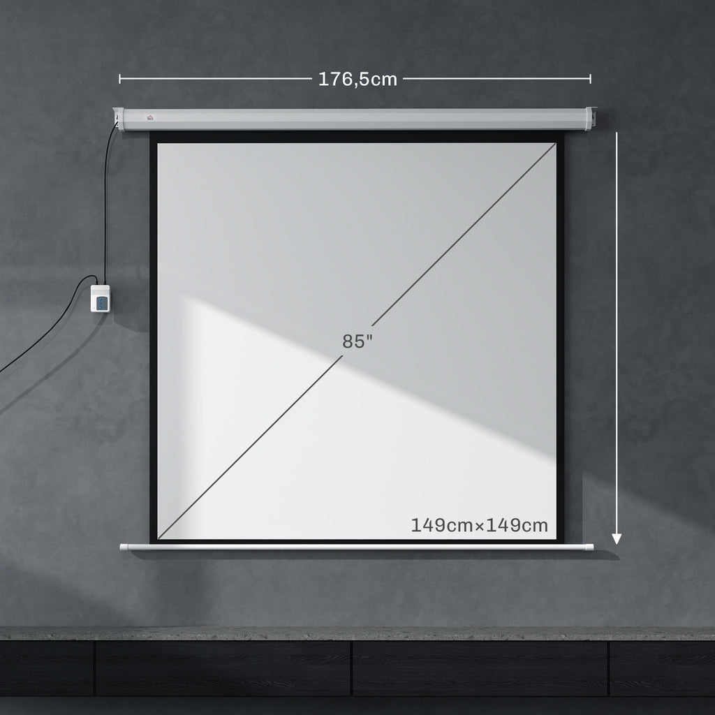 Écran de projection motorisé 85 pouces, 4K HD électrique, montage mural ou plafond, panneau de commande et télécommande-2