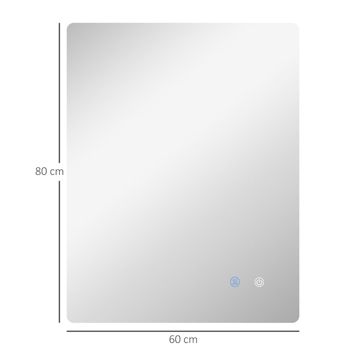 Miroir rectangulaire mural lumineux LED de salle de bain 80 x 60 cm luminosité réglable blanc transparent-2