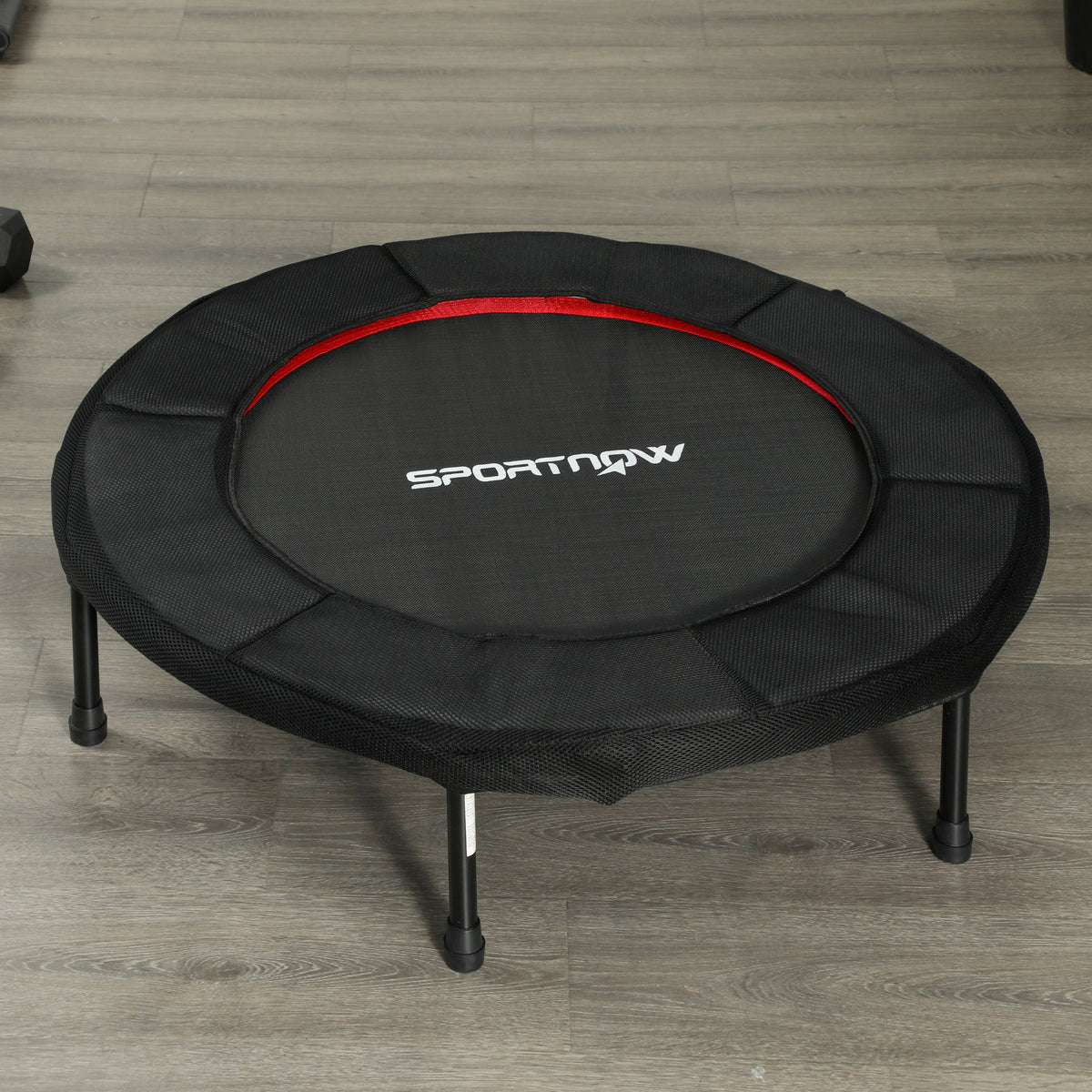 Trampoline de fitness, Ø 102 cm, trampoline d'exercice, pieds antidérapants, cadre en acier, capacité de 100 kg, rouge-6