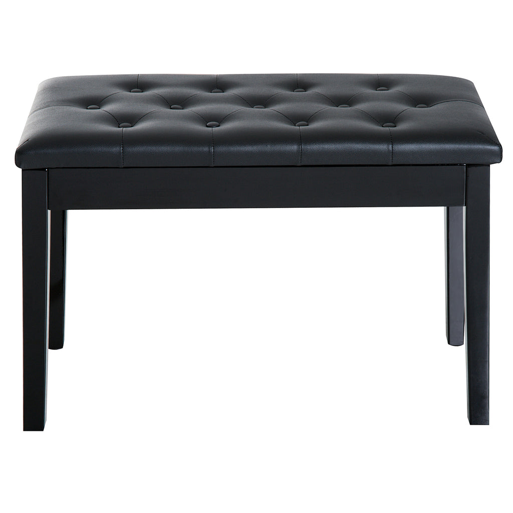 Banquette tabouret siège pour piano avec coffre de rangement pied bois caoutchouc assise capitonnée noir-7