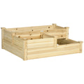 Carré potager en bois jardinière extérieure en escalier 3 niveaux design sans fond 108 x 88 x 36 cm bois naturel-0