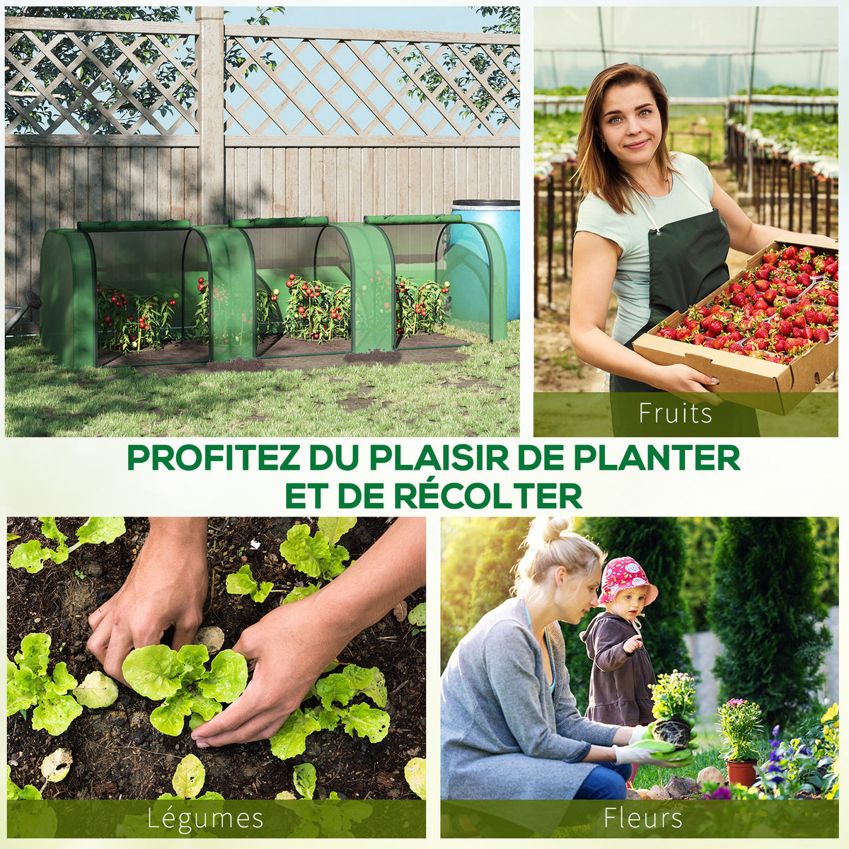 Mini Serre de Jardin Serre à tomates 3L x 1l x 0,8H m Acier PE Haute densité 140 g/m² Anti-UV 3 fenêtres Vert-6