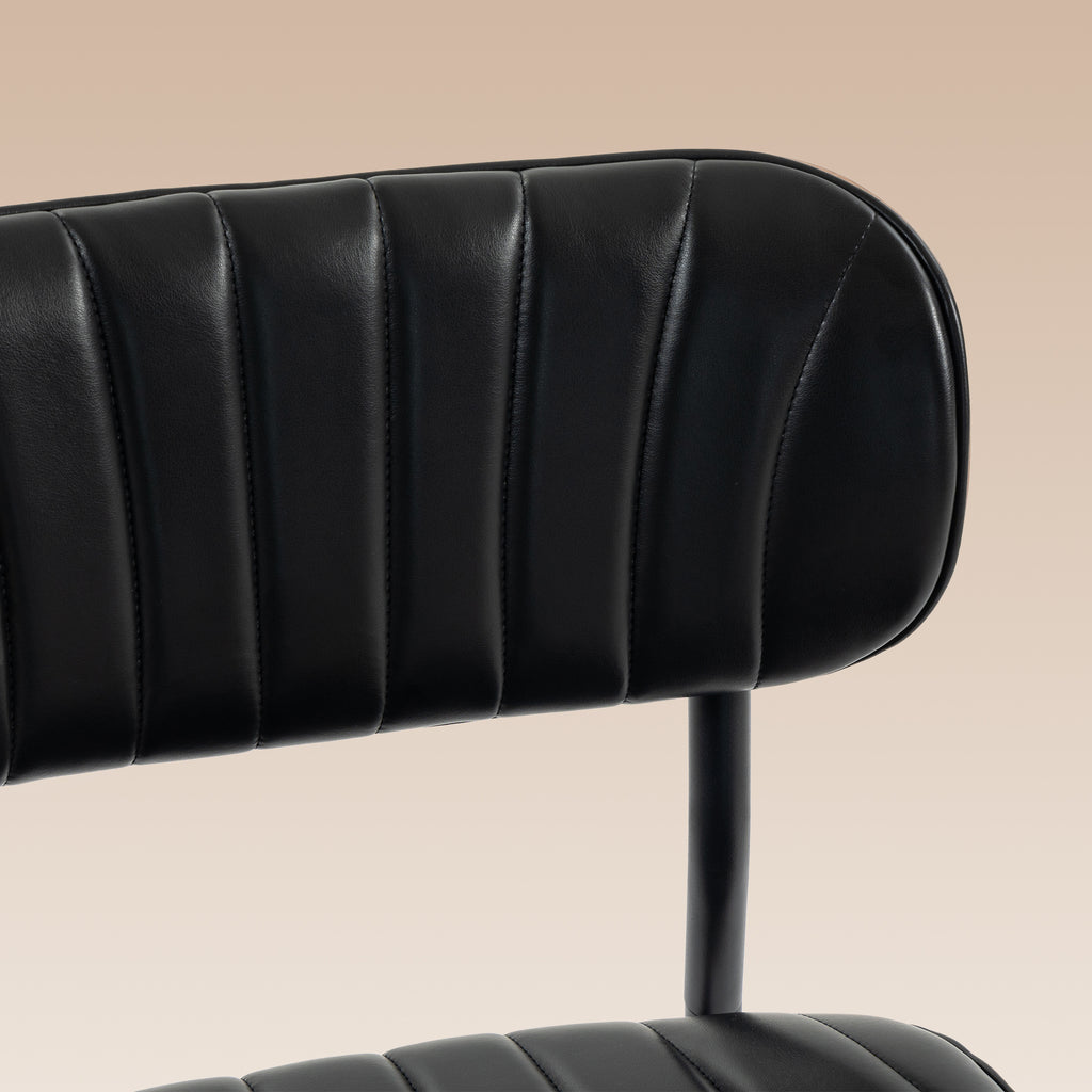 Lot de 2 Chaises de Salle à Manger, Chaises Cuisine sans Accoudoirs, Dossier Incurvé et Assise Rembourrée en PU, Noir-8