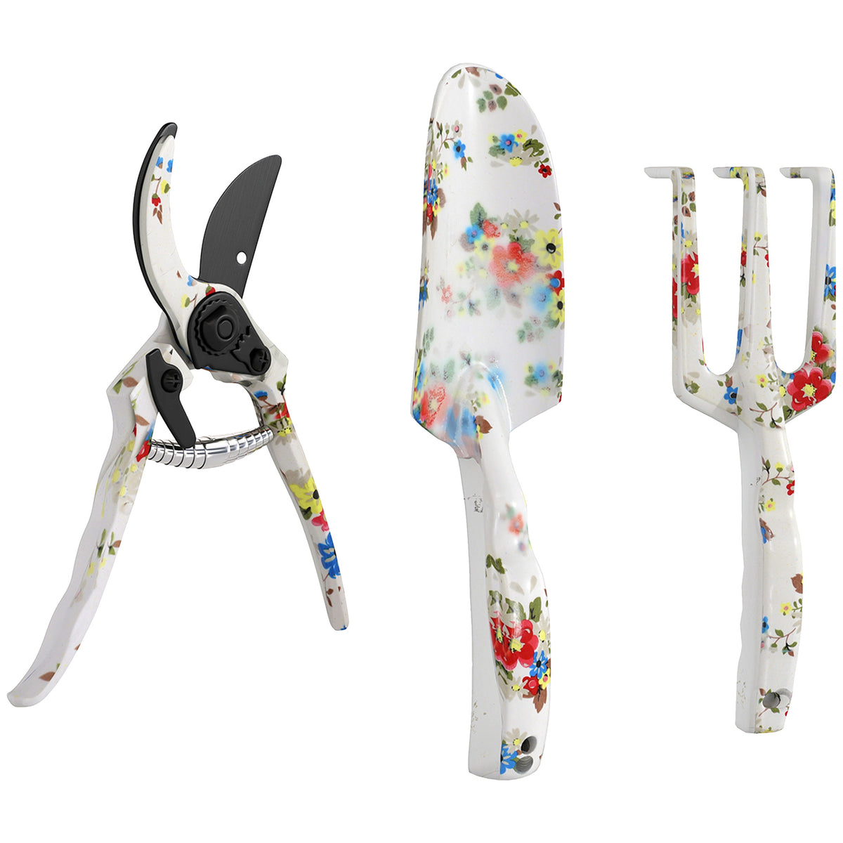 Ensemble d'outils de jardinage 3 pièces en aluminium avec sécateur, truelle de jardin, râteau à main, idéal pour taille-0