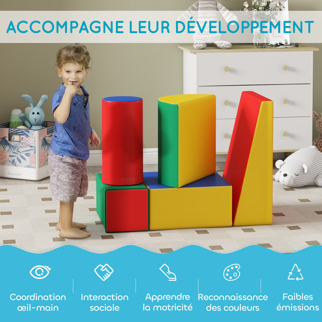 Module motricité bébé 5PCS parcours motricité bébé en mousse EPE pour enfants d'âge préscolaire, multicolore-6