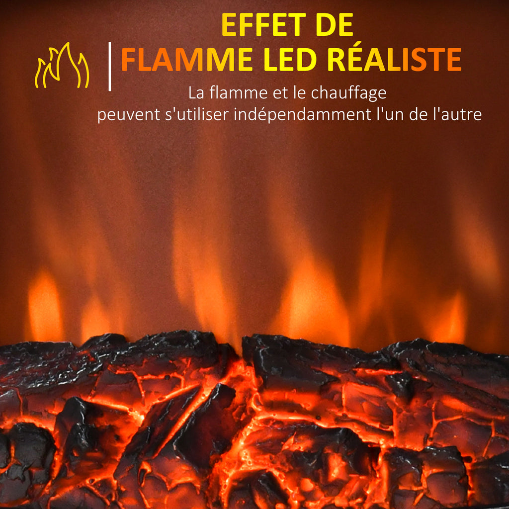 Cheminée électrique sur pied 1000/2000 W, fausse cheminée décorative avec effet flamme LED, protection contre la surchauffe, zone de couverture 15-30 m², noir-4