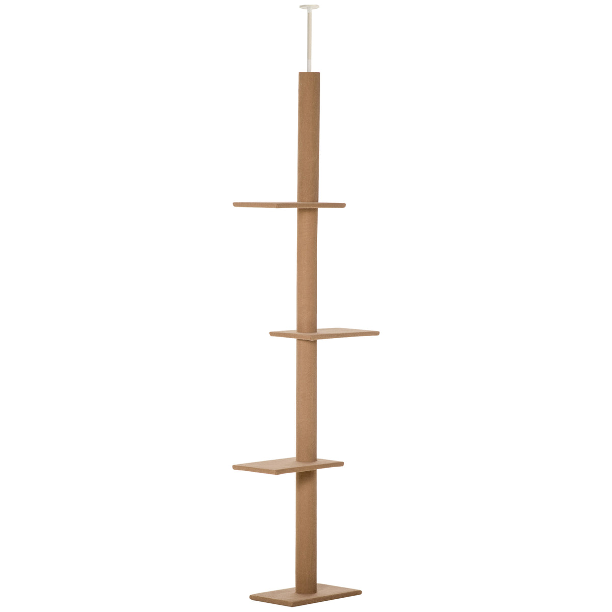 Arbre à chat poteau à griffer hauteur réglable dim. 43L x 27I x 228-260H cm 4 niveaux d'activités marron-3