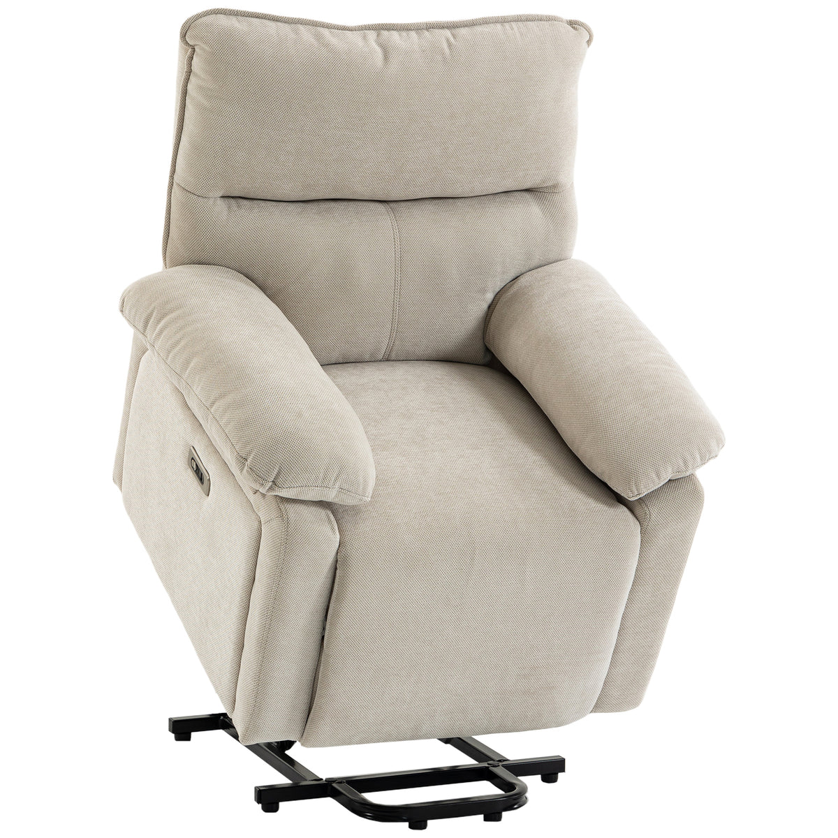 Fauteuil Releveur Électrique Massage et Chaleur Fauteuil Relax Électrique Chenille Ports USB Dossier Inclinable Crème-0