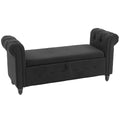 Banc banquette coffre 2 en 1 en tissu aspect lin avec pieds en bois 146,5 x 49 x 72 cm noir-0