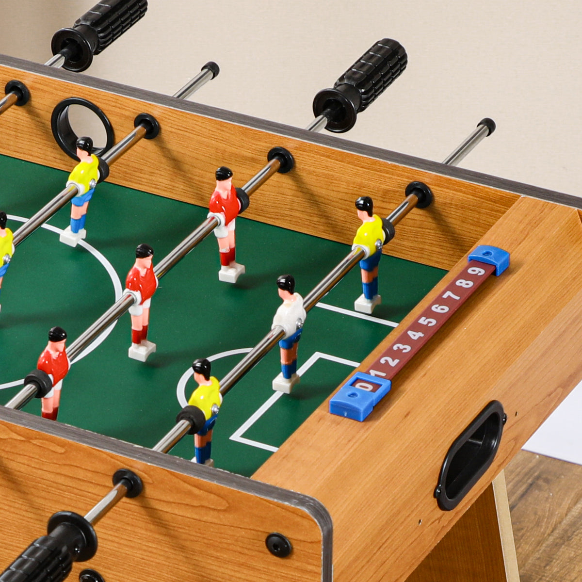 Babyfoot pliable en bois avec 18 joueurs, 2 ballons, 6 tiges et tableau de bord, pour adulte et enfant,  69 x 37 x 70 cm-6