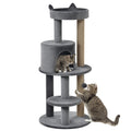 Arbre à chats multi-équipements griffoirs grattoirs plateformes niche jeu boule suspendue Ø 48 x 104H cm gris-0