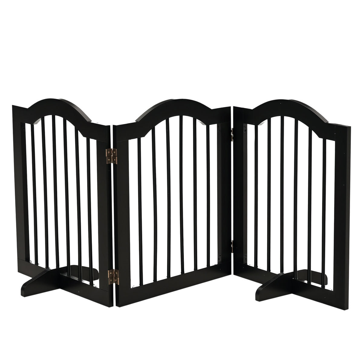 Barrière de sécurité chien barrière modulable pliable pour animaux de compagnie avec pied de support MDF bois massif 154,5 x 61 cm noir-0