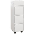 Meuble de rangement pour salle de bain avec 4 compartiments, 3 tiroirs et porte-serviettes, dim. 35 x 30 x 90 cm, blanc-0