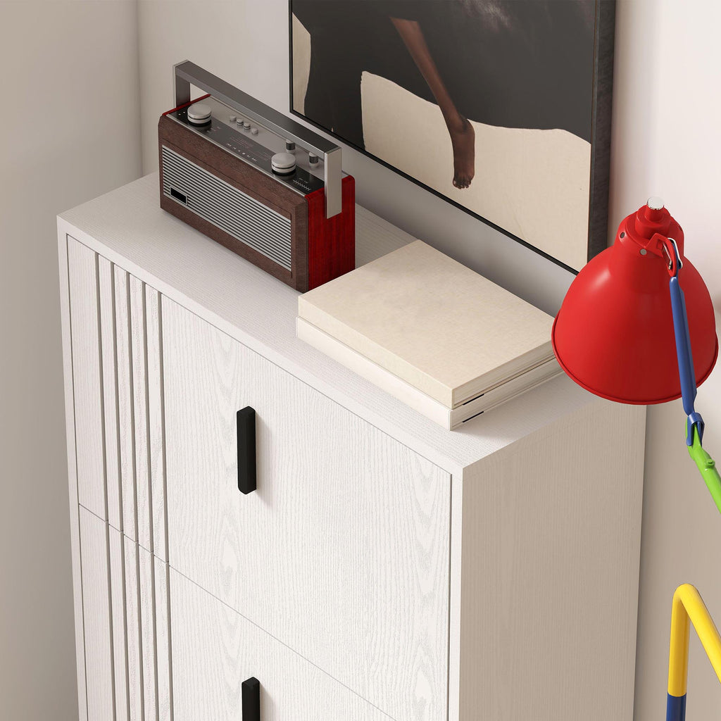 Meuble à chaussures armoire à chaussures à 3 abattants 18 paires grande capacité en bois 63 x 24 x 117 cm blanc-8