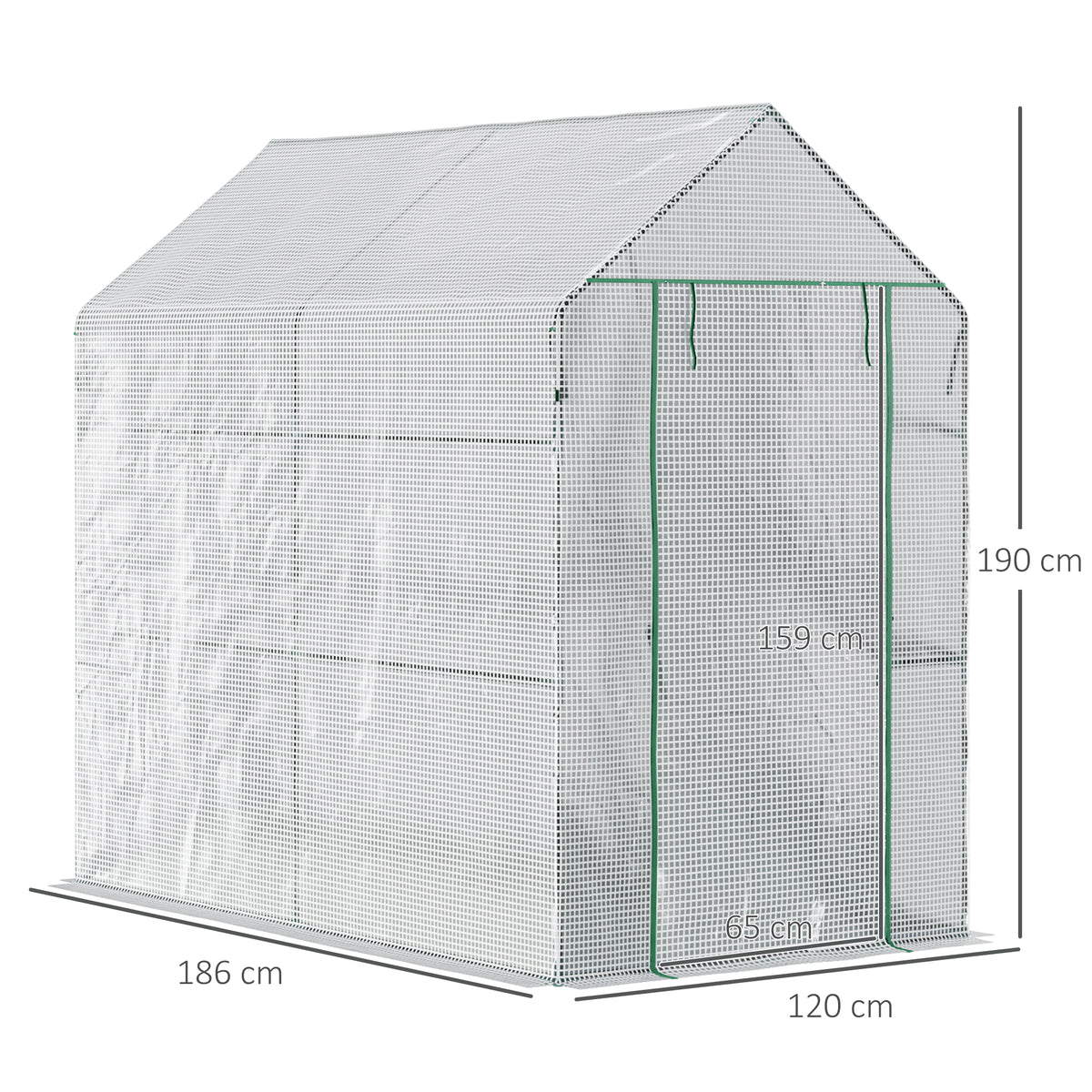 Serre de jardin PE avec étagère 2 niveaux, serre de balcon, bâche renforcée 140 g/m², acier, porte zippée-2