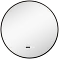 Miroir de salle de bain rond avec éclairage LED, intensité variable, fonction anti-buée, interrupteur tactile, noir-0