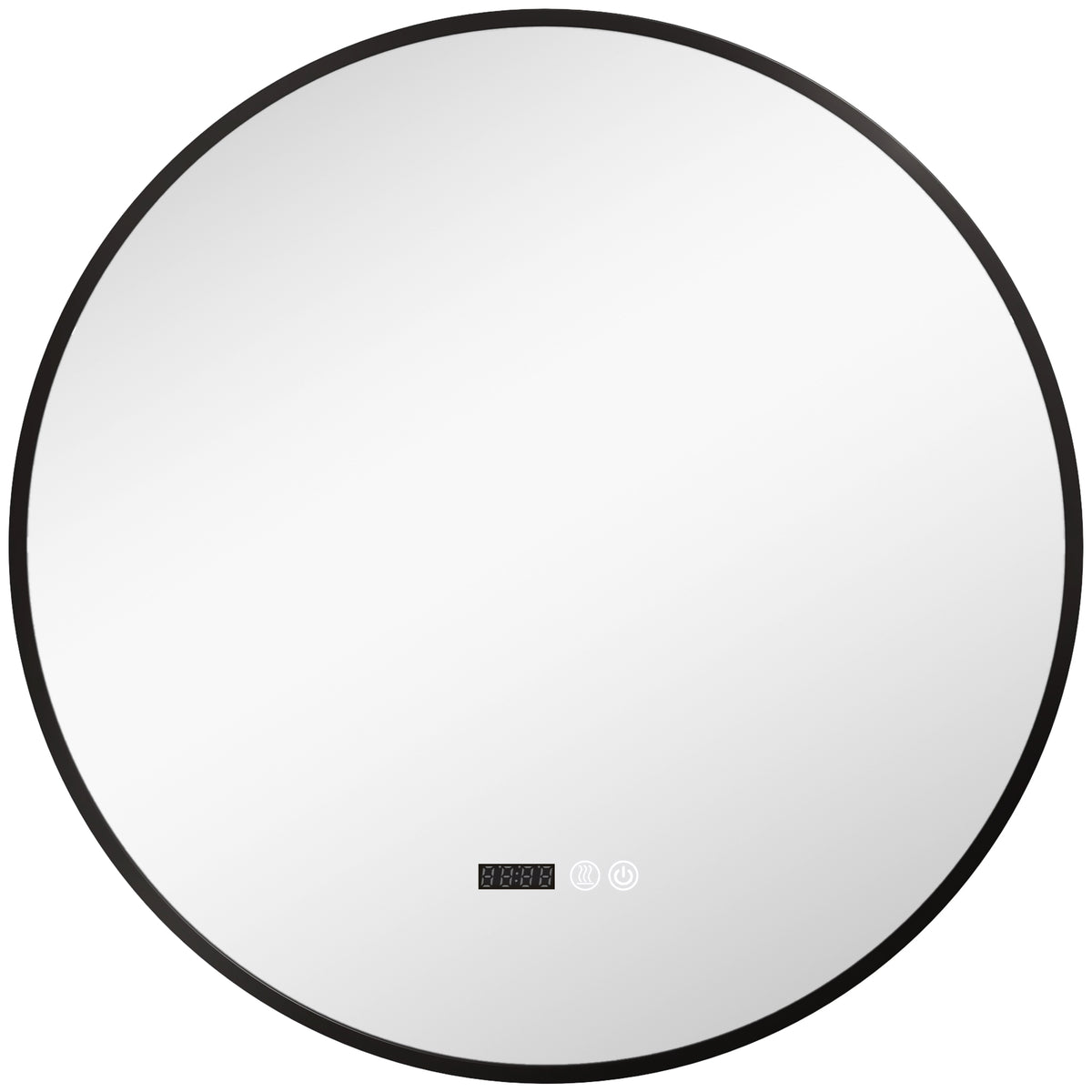 Miroir de salle de bain rond avec éclairage LED, intensité variable, fonction anti-buée, interrupteur tactile, noir-0