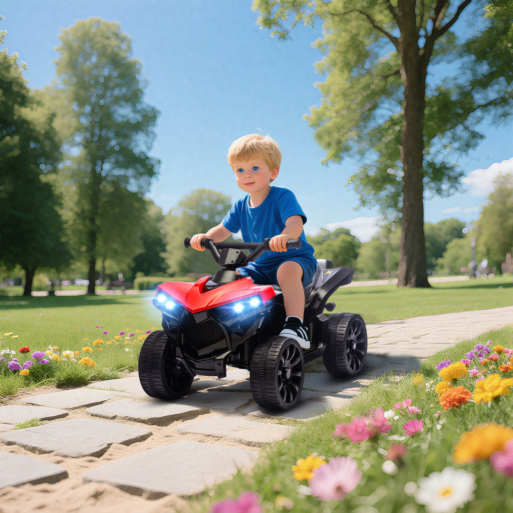 Quad électrique enfant 6V, voiture électrique enfants ATV, musique et phares LED, pour 18-56 mois, 70x42x45cm, rouge-1
