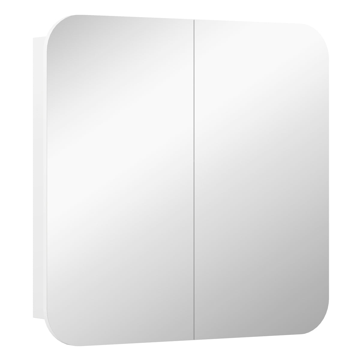 Armoire murale salle de bain avec miroir arqué meuble salle de bain étagère réglable portes miroir 68 x 13 x 66 cm blanc-0