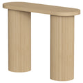 Table Console Cannelée, Rangement Dissimulé, Pieds Colonnes, Style Rustique, Console d'Entrée Étroite, 103x35x80cm Chêne-0