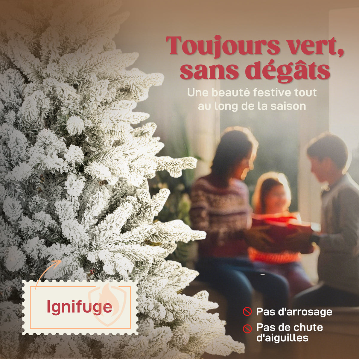 Sapin de Noël artificiel floqué de neige 150 cm, arbre de Noël avec 768 branche, support en métal pliable, vert-3