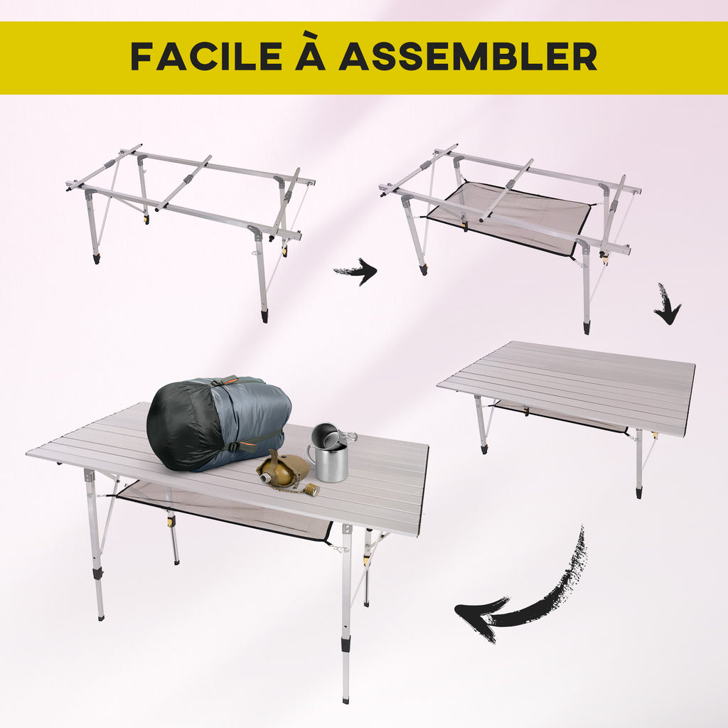 Table pliante en aluminium table de camping table de jardin 6 personnes hauteur réglable + sac de transport-3