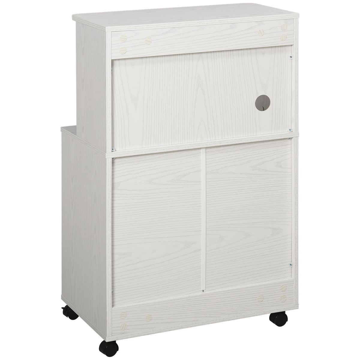 Chariot desserte micro-ondes placard 2 portes - dim. 60,4L x 40,3l x 97H cm - blanc-9
