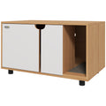 Meuble à litière maison de toilette sur pieds pour chat 2 en 1 portes style scandinave 80 x 48 x 48 cm naturel et blanc-0