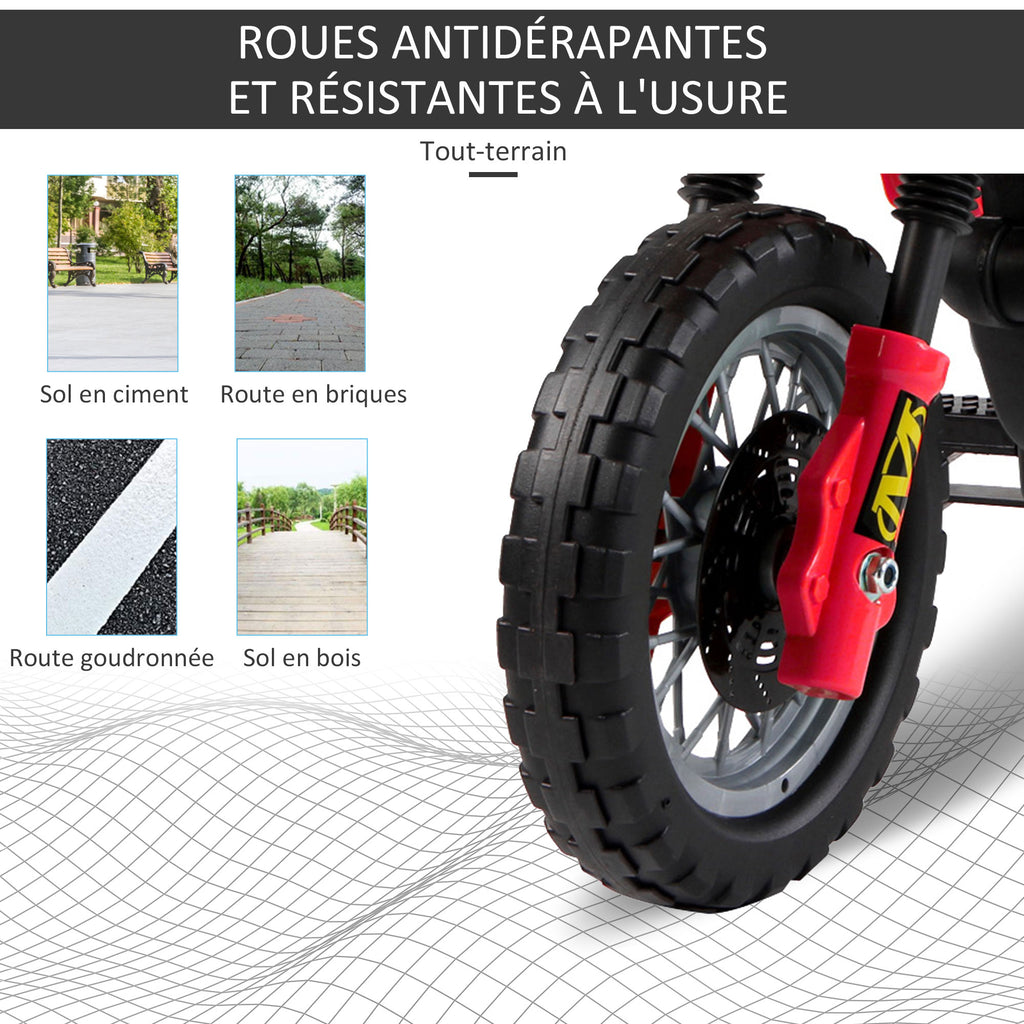 Moto Cross électrique Enfant 3 à 6 Ans 6 V phares klaxon musiques 102 x 58 x 66 cm Rouge et Noir-5