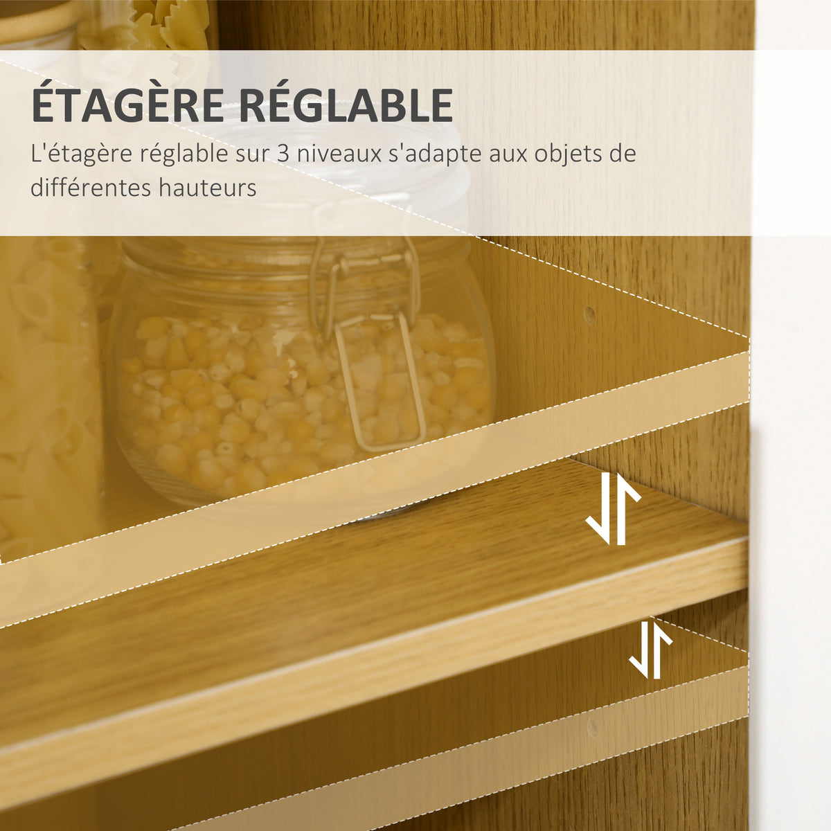 Meuble de rangement cuisine pour micro-ondes, 1 tiroir, 2 placards une étagère, 90 x 40 x 98,5 cm, bois et blanc-4