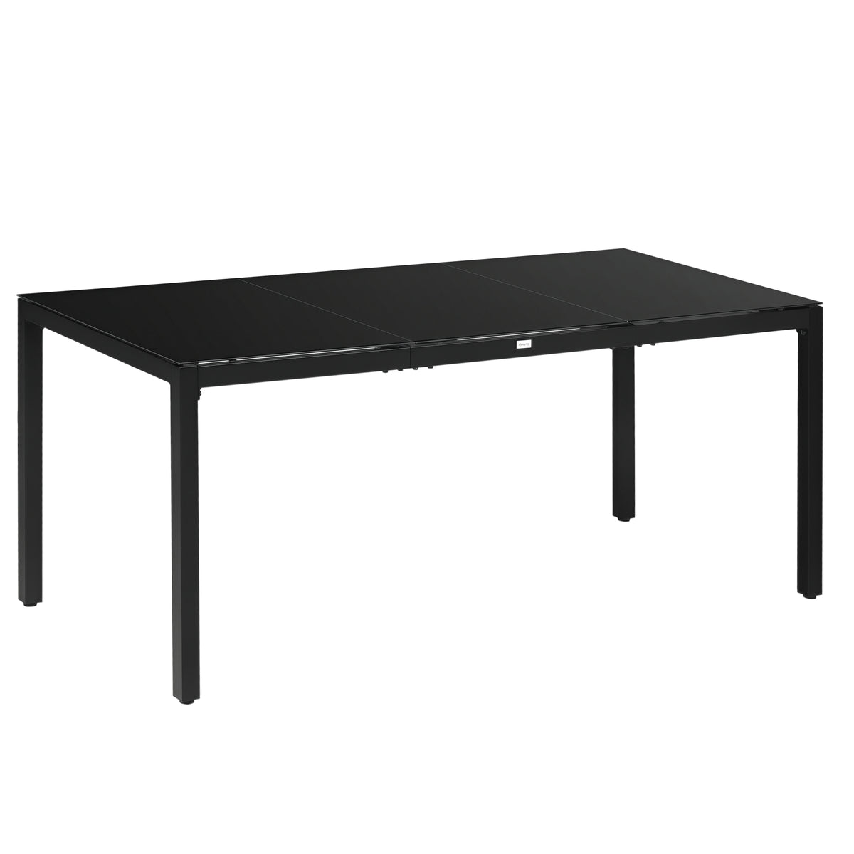 Table de jardin rectangulaire pour 8 personnes avec plateau en verre trempé et cadre en aluminium noir-0