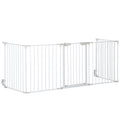 Barrière de sécurité parc enclos chien modulable pliable porte intégrée 300L max. x 74,5H cm métal PP blanc-0