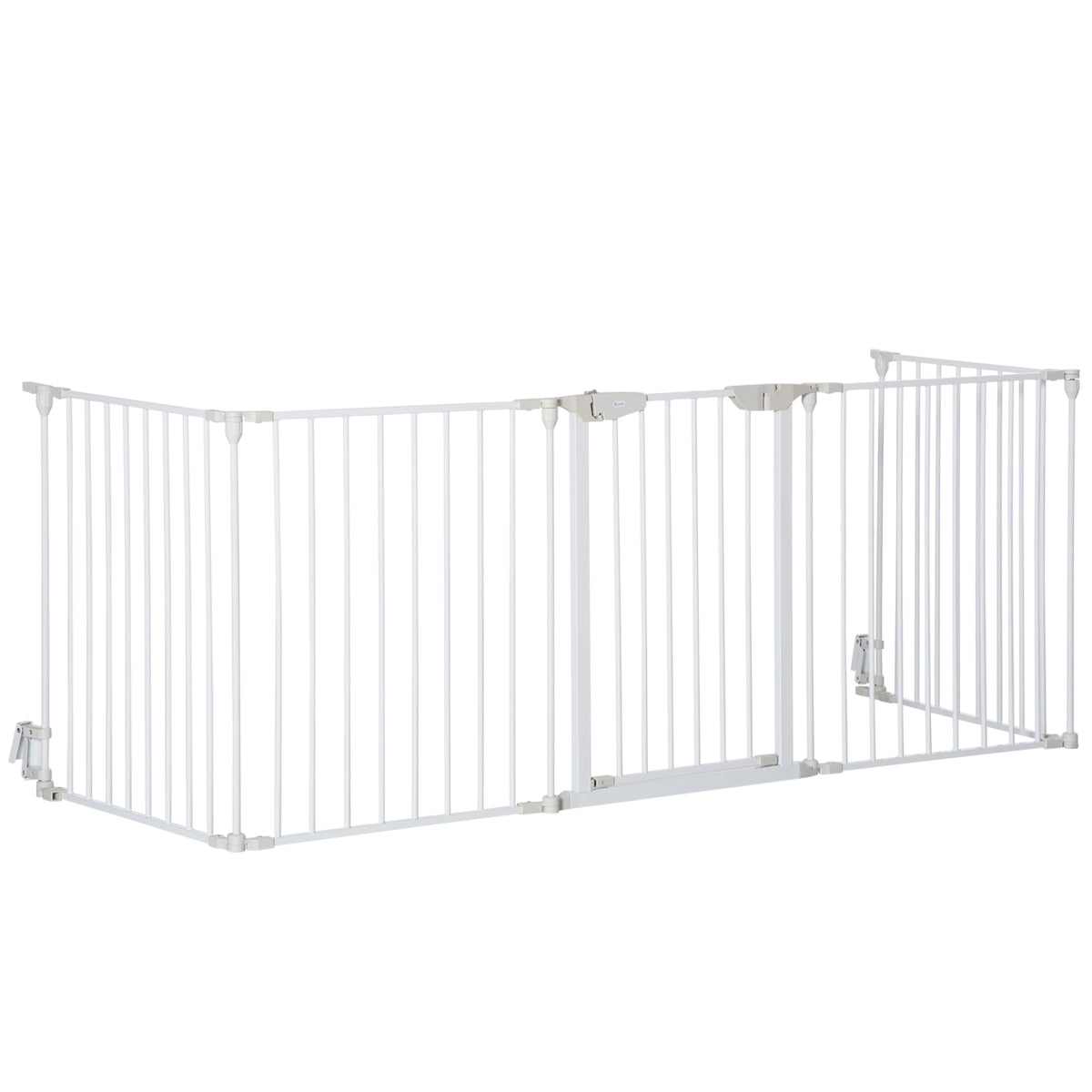 Barrière de sécurité parc enclos chien modulable pliable porte intégrée 300L max. x 74,5H cm métal PP blanc-0
