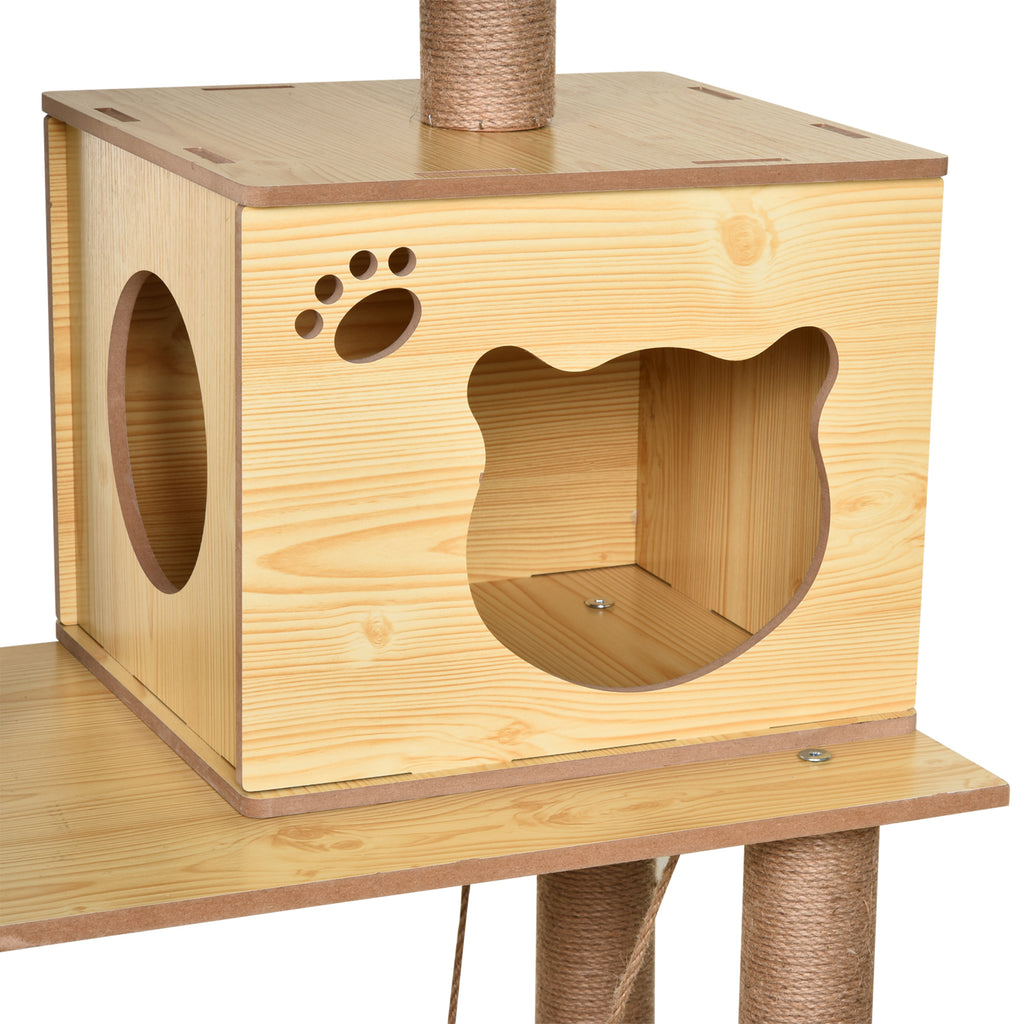 Arbre à chats design contemporain griffoirs grattoirs sisal naturel niche plate-formes hamac boule beige-6
