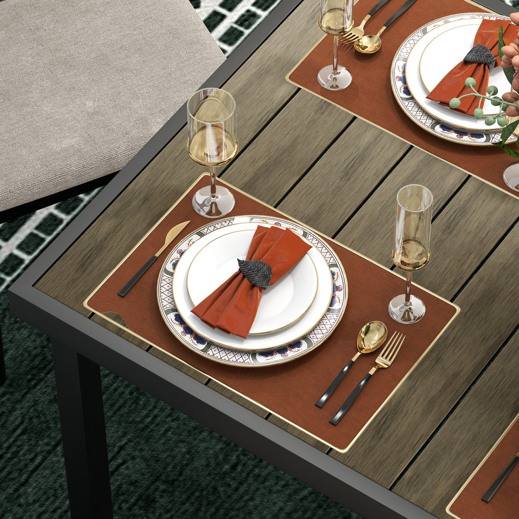 Table de jardin rectangulaire pour 8 personnes en aluminium table de salle à manger extétieur plateau PE à lattes-6