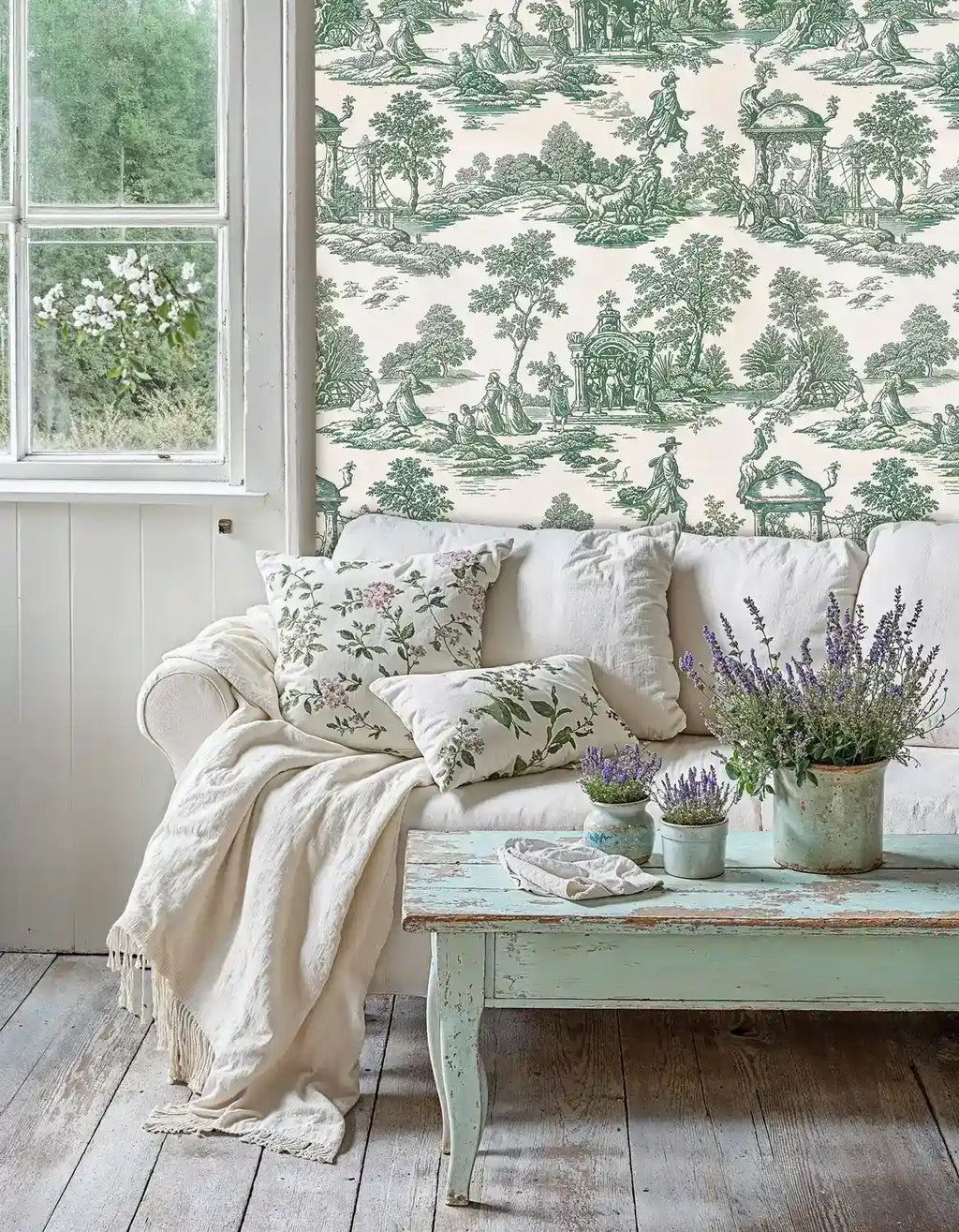 Papier peint toile de Jouy pastorale