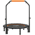 Trampoline de fitness gymnastique avec poignée réglable, pliable, 6 pieds, 28 ressorts Ø 102 cm, noir orange-0