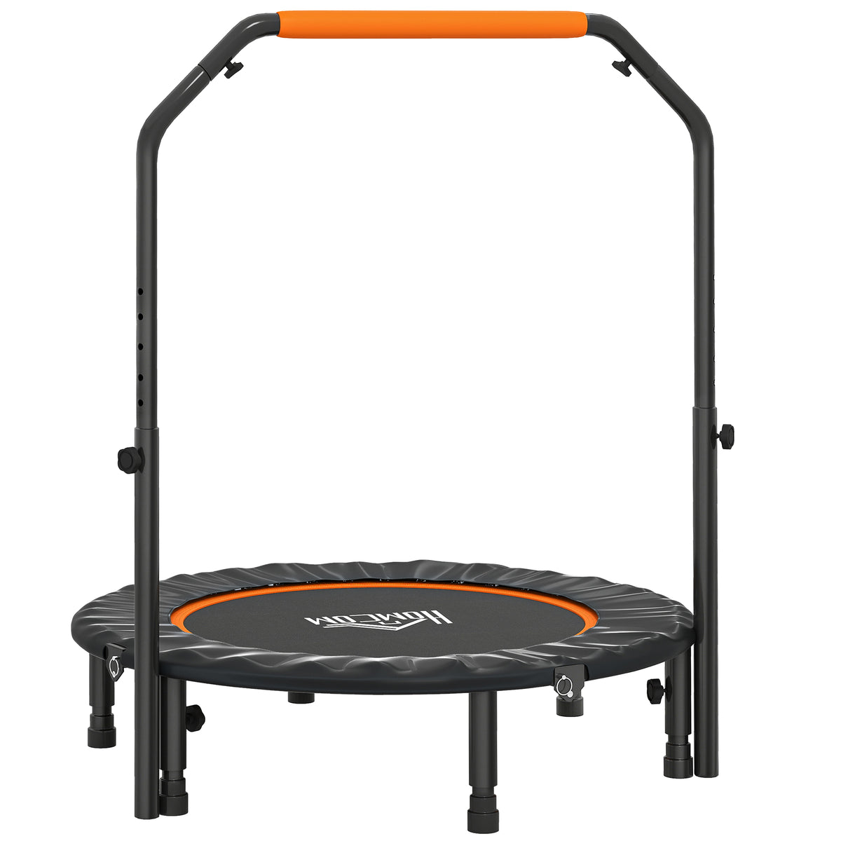 Trampoline de fitness gymnastique avec poignée réglable, pliable, 6 pieds, 28 ressorts Ø 102 cm, noir orange-0